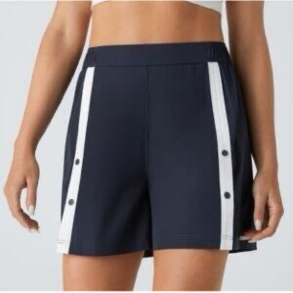 Halara shorts women's large snap high waisted color block active blue white - Picture 1 of 10
